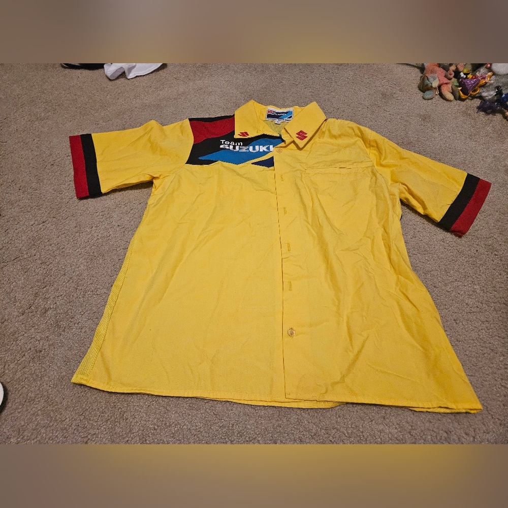 Vintage Team Suzuki Official Race Gear S Vented Button Pit Shirt Y2K Motocross. 